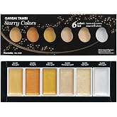 Kuretake Gansai Tambi STARRY COLORS, 6 colors set, Made in Japan | 6 pearlescent golden-sheen colors, Watercolor Paint Set, large pans, Professional Use, Artist Grade