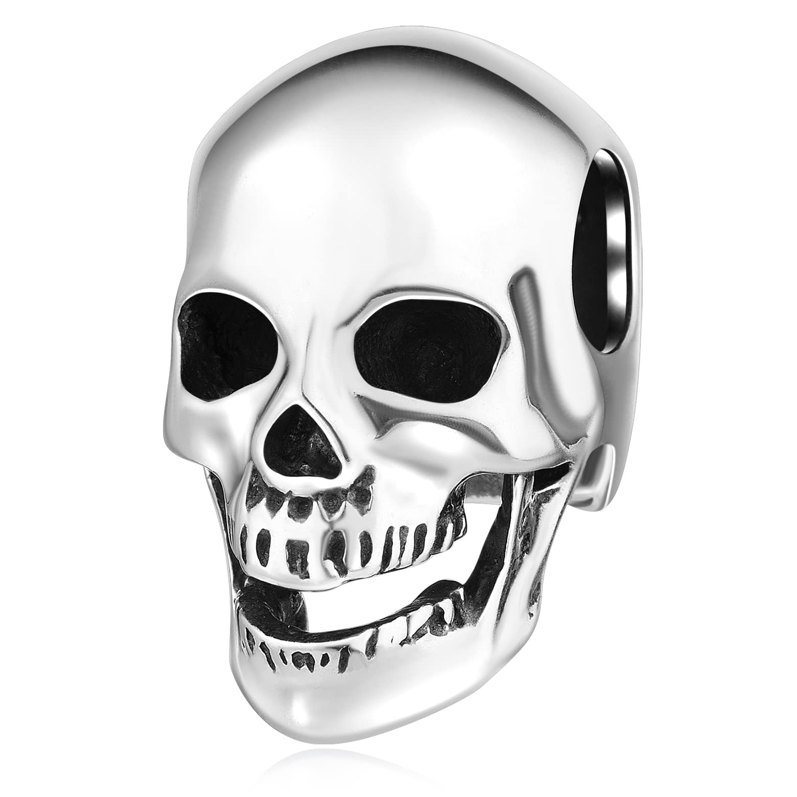 Antique 925 Sterling Silver Skull Skeleton Charms Halloween Beads, fits Pandora Charm Women Bracelet, Gifts for Christmas/friend