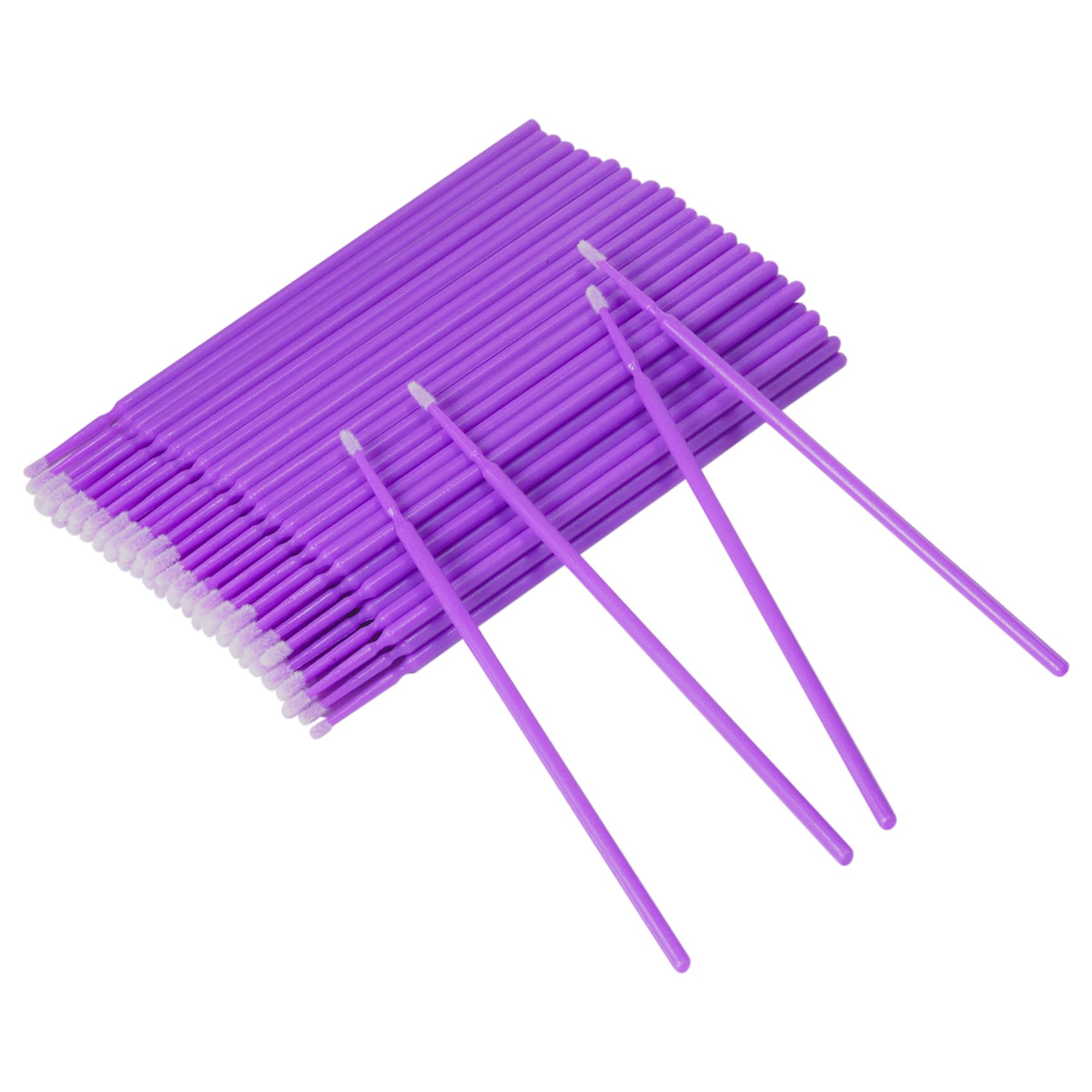 Annhua Micro Applicator 200 PCS, Disposable Micropore Brushes with Bendable Heads, Microfibre Brushes for Eyelash Extensions, Eyeliner Cleaning, Nail Art & Makeup Application | Purple