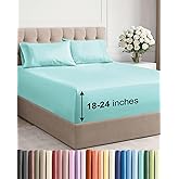 Extra Deep Pocket King Sheets - 4 Piece Breathable & Cooling Bed Sheets - Hotel Luxury Bed Sheet Set - Soft, Wrinkle Free & Comfy - Easily Fits Extra Deep Mattresses - Deep Pocket Spa Blue Sheets Set