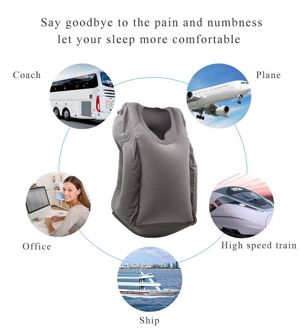 Hughapy Travel Pillow Inflatable Pillows Air Soft Cushion Trip Portable Multifunctional Pillow Nap Time Lie Prone on the Pillow (11.8