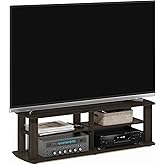 Furinno NELLY TV Stand, 3-Tier Entertainment Center with Open Shelves Storage, TV Console for TV up to 50 Inch, Soft Edges, for Living Room, Bedroom, Dark Brown