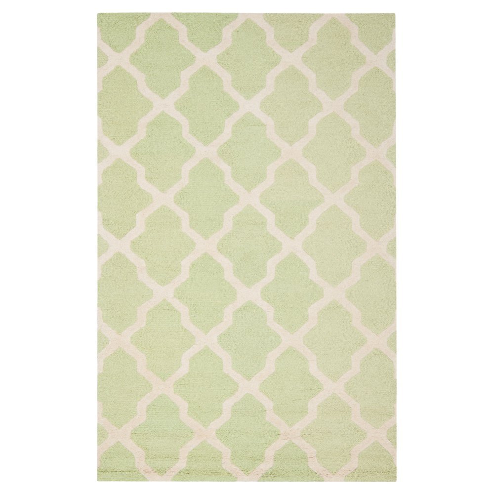Safavieh Trellis Indoor Hand Tufted Accent Area Rug, Cambridge Collection, CAM121, in Light Green / Ivory, 61 X 91 cm for Living Room, Bedroom or Any Indoor Space