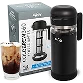 VINCI Cold Brew 360, Glass Cold Brew Coffee Maker Featuring Patented Dual Filter 360 Brewing Technology, Cold Brew for Iced Coffee (1.4 Liter / 47 FL.OZ)