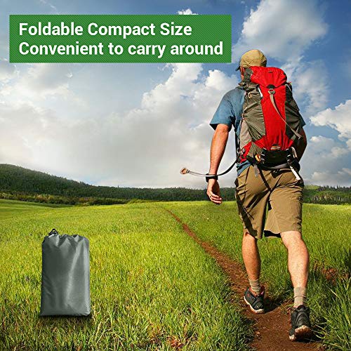 WOLFWILL 94 x 86 Inch Waterproof Camping Tarp - Mutifunctional Tent Footprint Groundsheet for Picnic Hiking Beach Mat with Stakes Drawstring Pouch