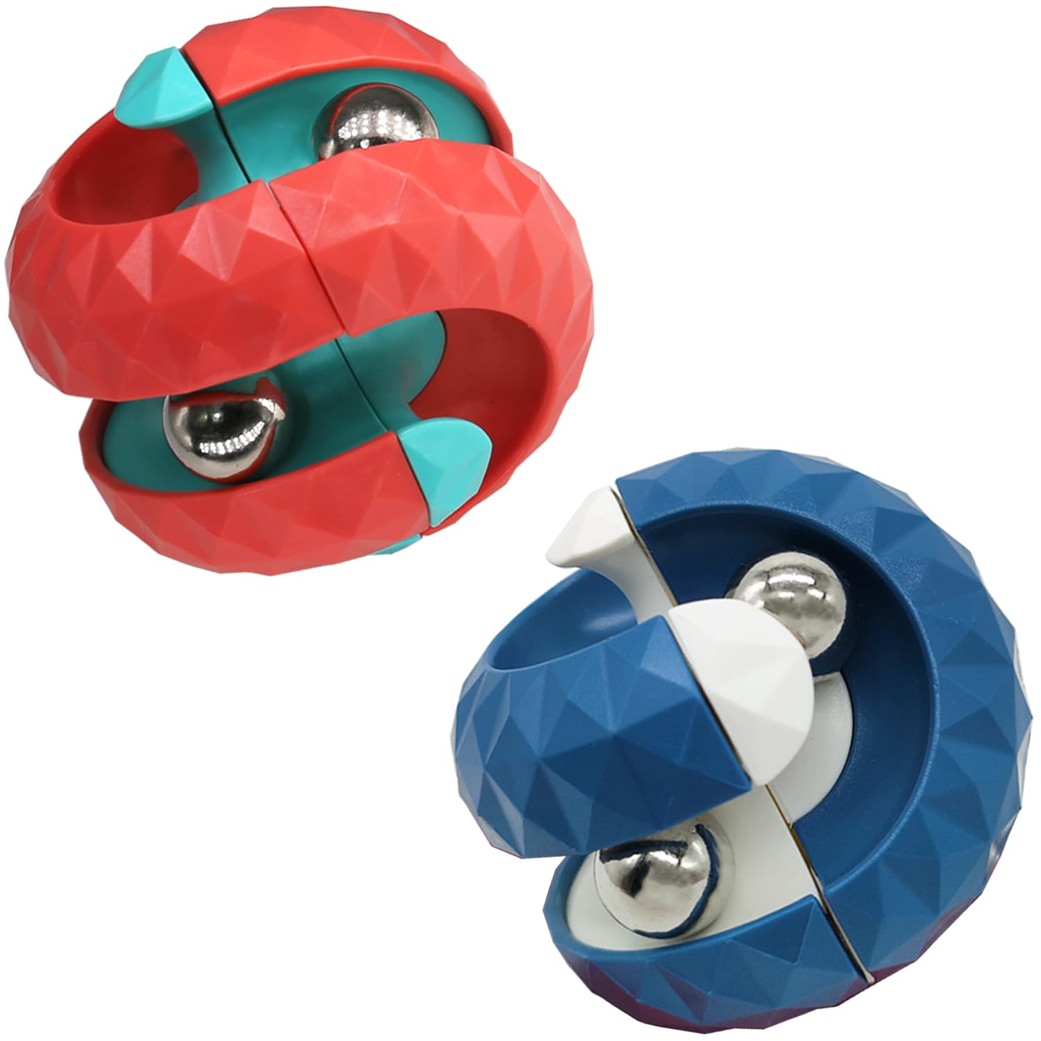2 Pack Orbit Ball Toy, Bead Fidget Cube Puzzle Bead Ball Spinning Toy, Rotating Track Infinite Flip Change Puzzle Games Novelty Creative Stress Relieve Toys for Kids Children Adults