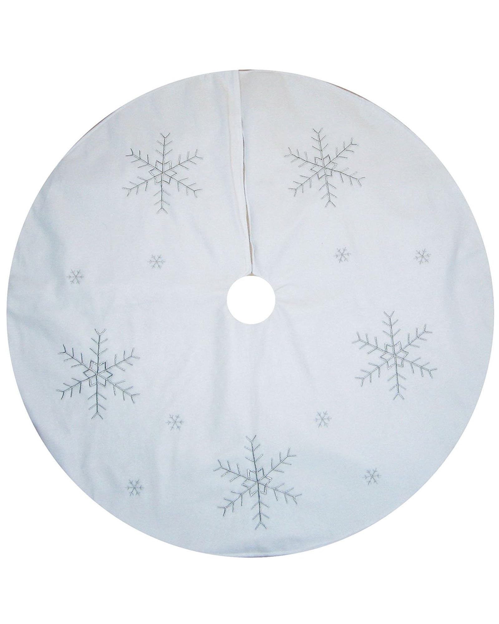 WeRChristmas Christmas Tree Skirt Decoration with Silver Snowflake Design, 120 cm - Large, White