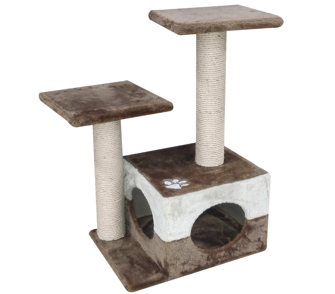 Dehner Mia Sisal/Plush Cat Scratching Post, 70 x 34 x 45 cm, Beige/Brown