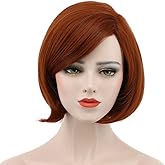 karlery Women's Short Bob Straight Dark Orange Wig Halloween Cosplay Wig Anime Costume Party Wig