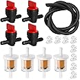 Hoypeyfiy Inline Fuel Filters, 1/4" Fuel Shut Off Valves, Fuel Hose and Clamps Kit replacement for Lawn mowers, Lawn tractor,