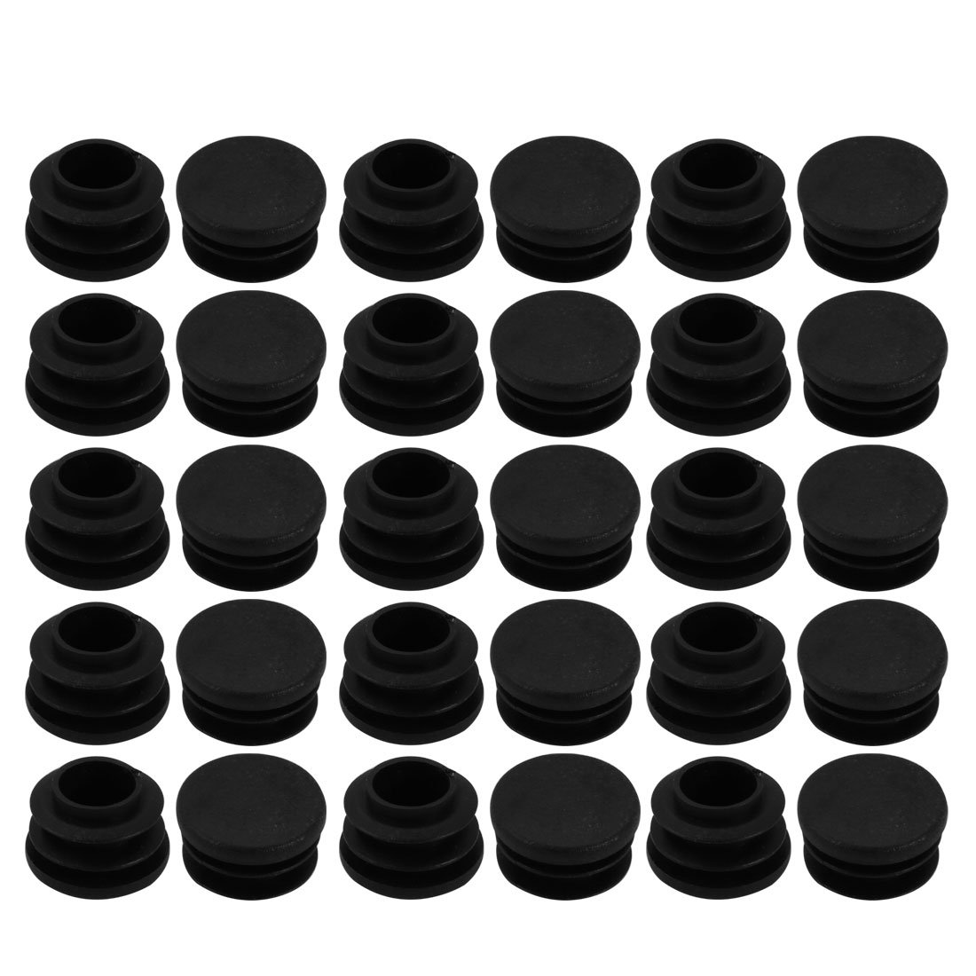 sourcingmap 30pcs 22mm Diameter Tube Insert Chair Leg Cap Round Black Plastic Tubing Plug