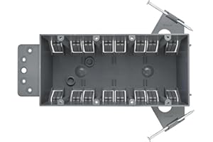 4-Gang Plastic Electrical Box, Grey Outlet Box, Four Gang New Work Junction Box, Captive Nails, 55 cu. Inches, Length 7-3/5''