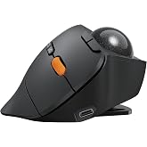 ProtoArc EM02 Wireless Trackball Mouse, 0/15&deg; Adjustable Angle, Gray | Two Ergonomic Modes, Thumb Control to Reduce Fatigue, 3 Devices Bluetooth &amp; 2.4G, precise and smooth tracking, Rechargeable