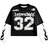 SOLY HUX Men's Y2k Jersey Shirts Number Print Graphic Tees Long Sleeve Crewneck Color Block 2 in 1 T Shirt Streetwear