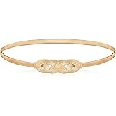 Xindojuz Gold Belt for Dresses Women Fancy, Gold Chain Belt Women Jeans Pants Fashion Skinny Metal Cinch Belts Elastic Waistband Skinny Thin Girdle Waist Belts for Girls (24-40 Inches)