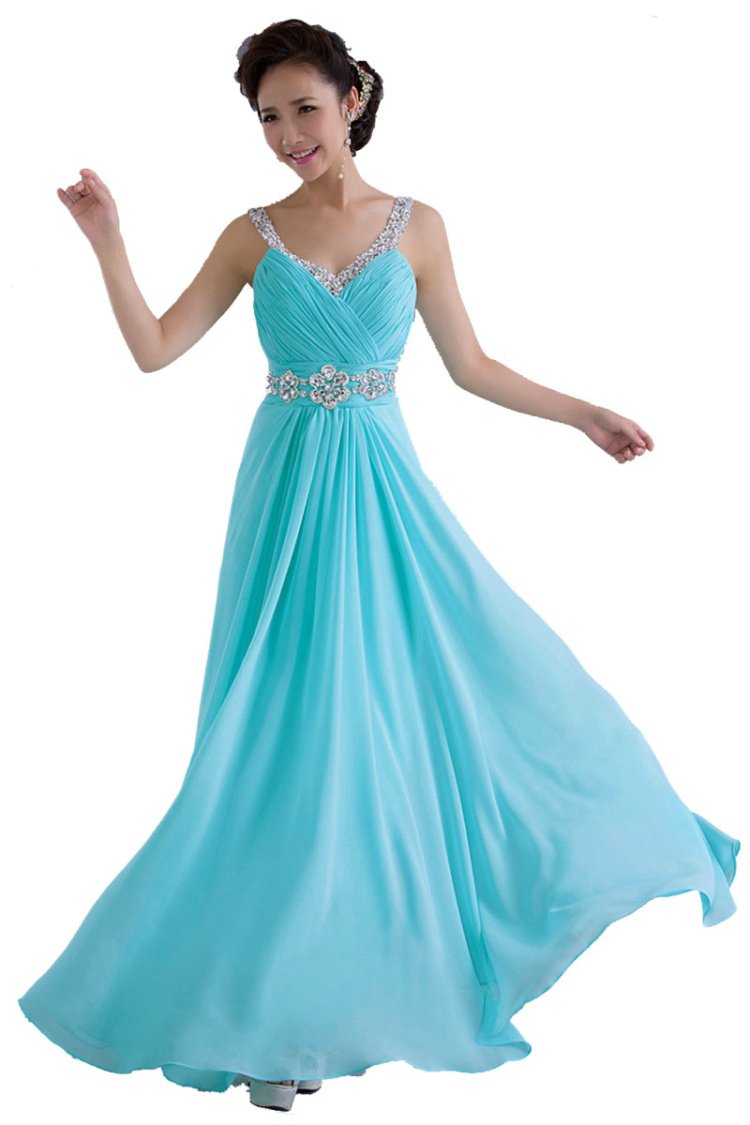 Vantexi Women's Column Chiffon Long Formal Prom Party Dresses