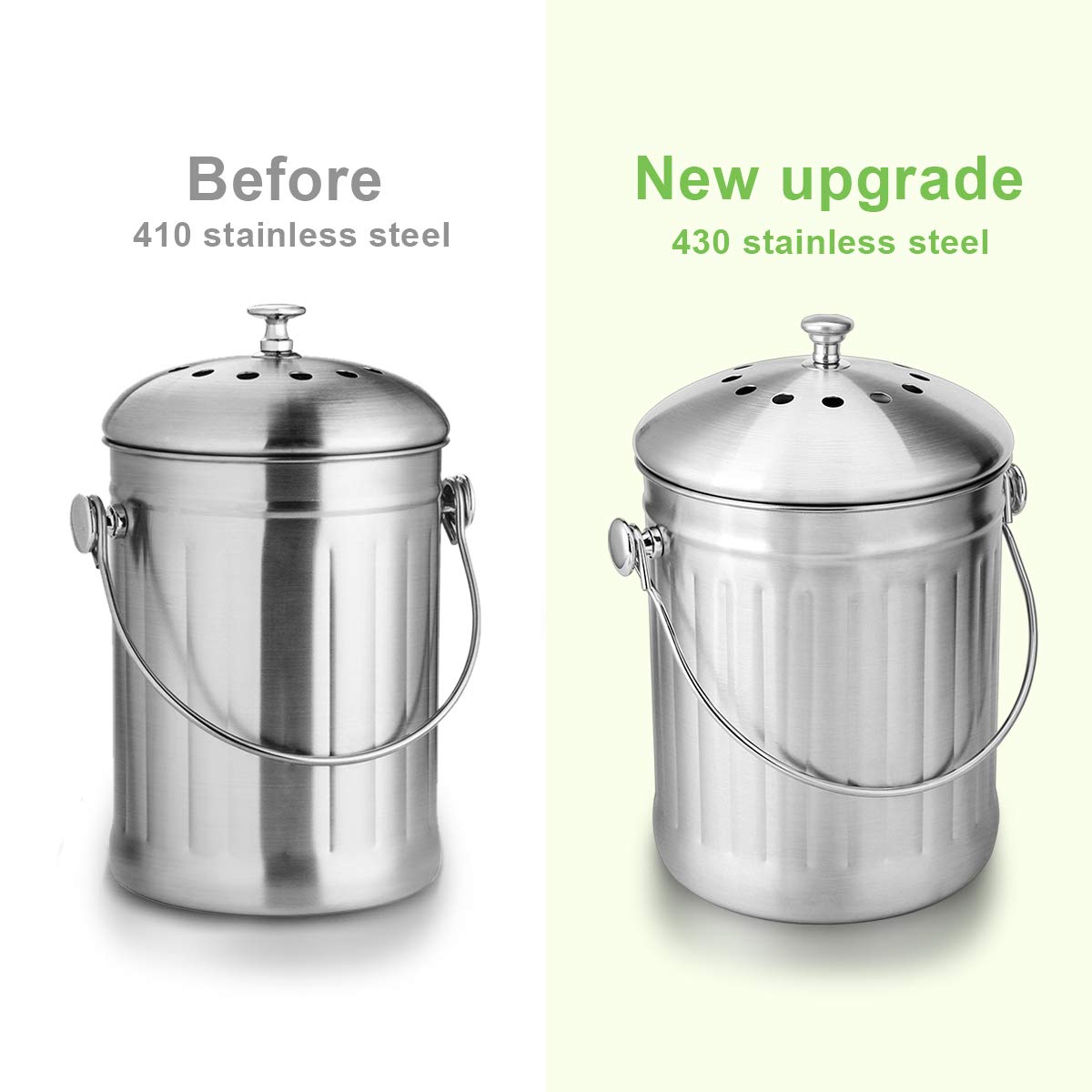 ENLOY Compost Bin, Stainless Steel Indoor Compost Bucket for Kitchen