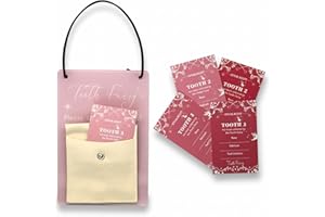 FEEL GOOD WAVES Acrylic Tooth Fairy Door Hanger with Tooth Pouch & 20 Rainbow Tooth Receipts - Tooth Fairy Holder Keepsake Gift for Kids' Lost Teeth, Boys and Girls (Dusty Pink)