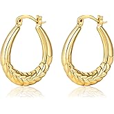 18K Gold Plated Chunky Hoops Earring Women Hoop Earrings Lightweight Daily Jewelry