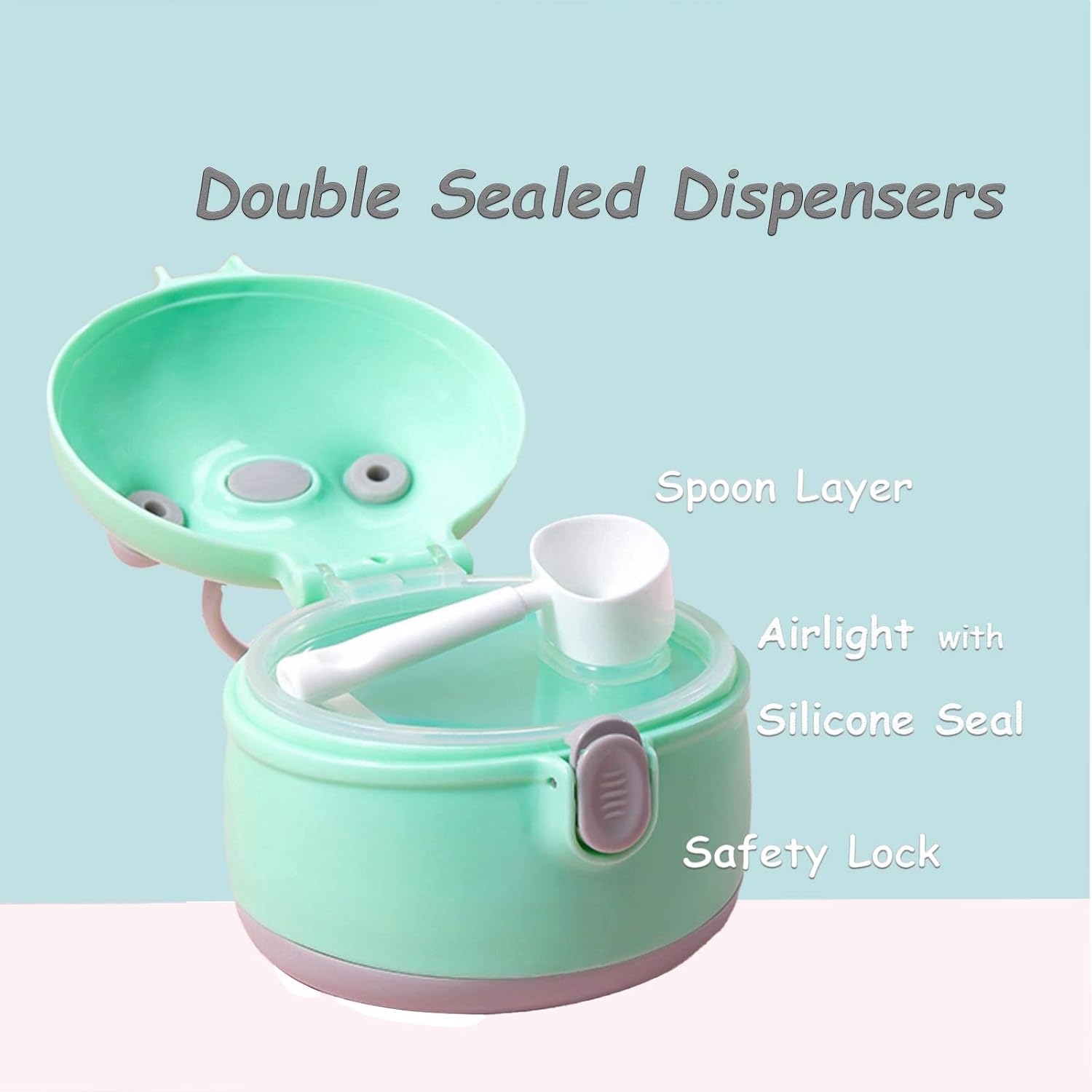 Baby Formula Dispenser, Portable Milk Powder Dispenser Snack Storage Container for Travel Bedroom Outdoor … (Green): Kitchen & Dining