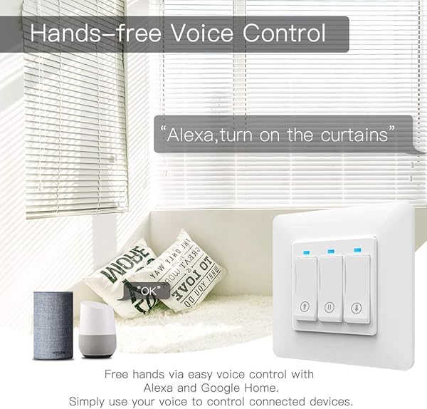 MOES Alexa Interruptor Persianas WiFi Inteligente Para Cortinas Persianas Enrollables y Estores Electrico motor Domotica Compatible con Smart Life Tuya Alexa y Google Home