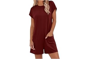 Jumpsuit for Women Short Sleeve T Shirt Rompers Back Zipper Summer Casual Dressy One Piece Jumpsuits Beach Vacation Clothes