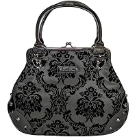 Lost Queen Striped Punk Rock Purse - Handcuff & Skull Charm, Multiple Pockets, Adjustable Strap