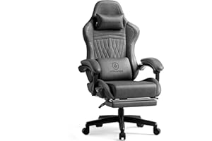 GTPLAYER Gaming Chair with Speakers, Video Game Chairs with Footrest, PC Gamer Chairs for Adults - Padded High Back Ergonomic Reclining Silla Gamer, Linkage Armrest, Ace Pro, Grey
