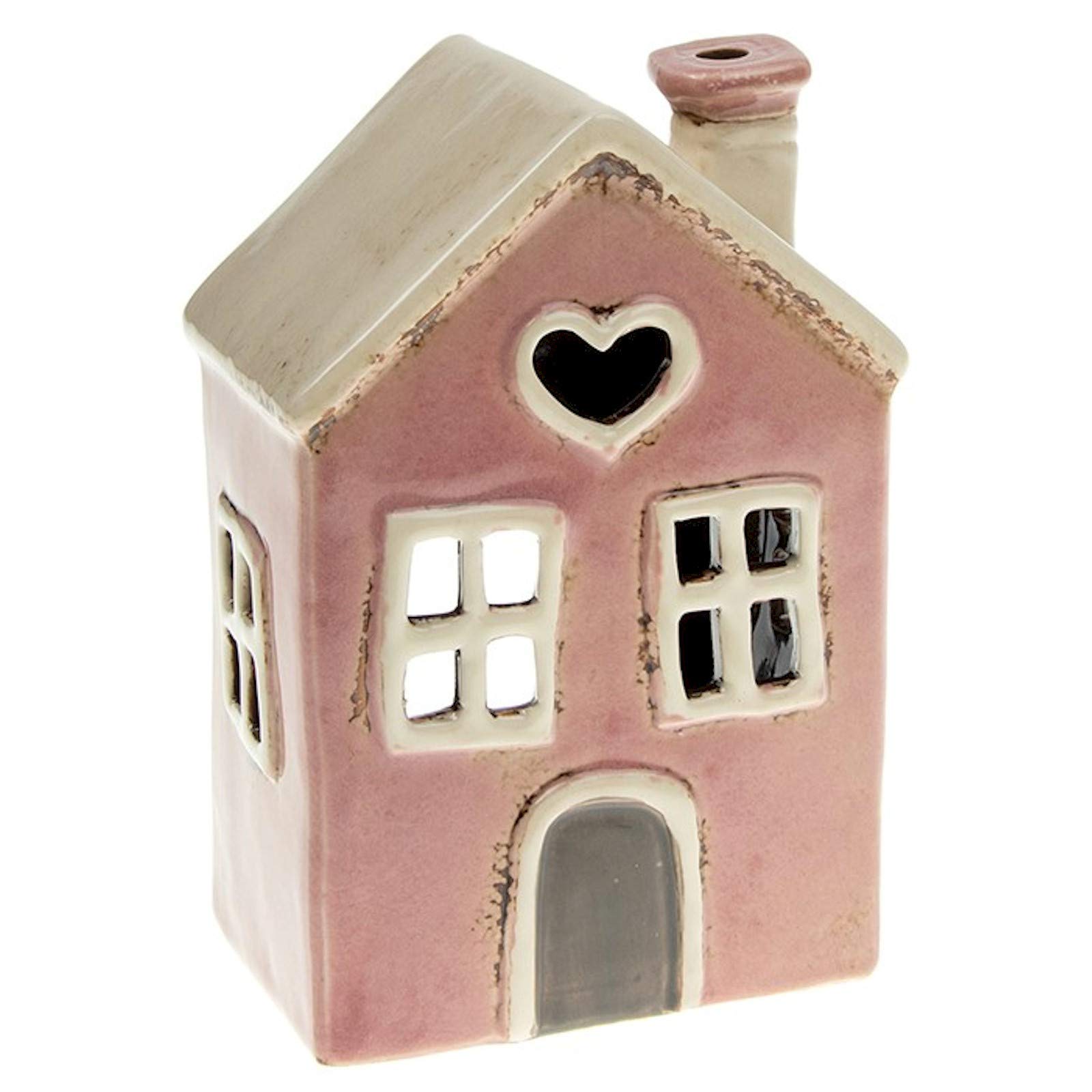 Village Pottery Small Pink House Heart Tealight Holder