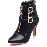 MEOTINA Gold High Heels for Women Kitten Heel Pointed Toe Short Womens Booties Buckle High Heeled Ankle Metallic Shoes