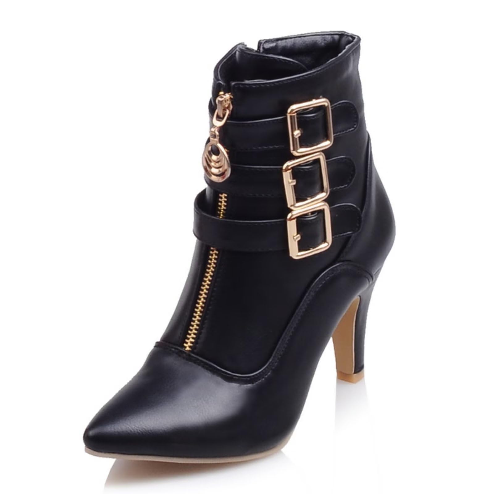 Hopeusnice Women's Over The Knee Boots Pointed Toe High Heel Stilettos Thigh High Boots Faux Leather Zipper Party Dress Boots White 41