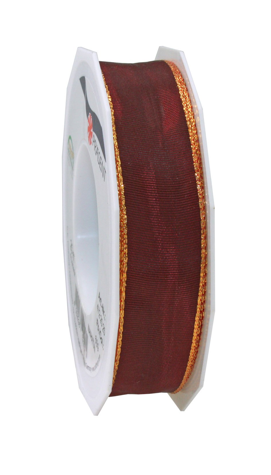 Präsent - Manhattan Wired Taffeta Ribbon Burgundy 25-m-Roll 25 mm width — image 1