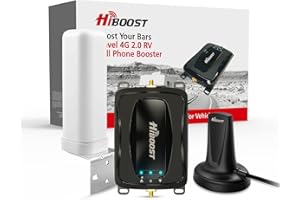 HiBoost RV Cell Phone Booster Kit 4G 5G LTE Signal Boost for All U.S. Carriers Verizon AT&T T-Mobile |Omni-Directional Roof Antenna| APP Control Vehicle Camper Cell Phone Booster for RV FCC Approved