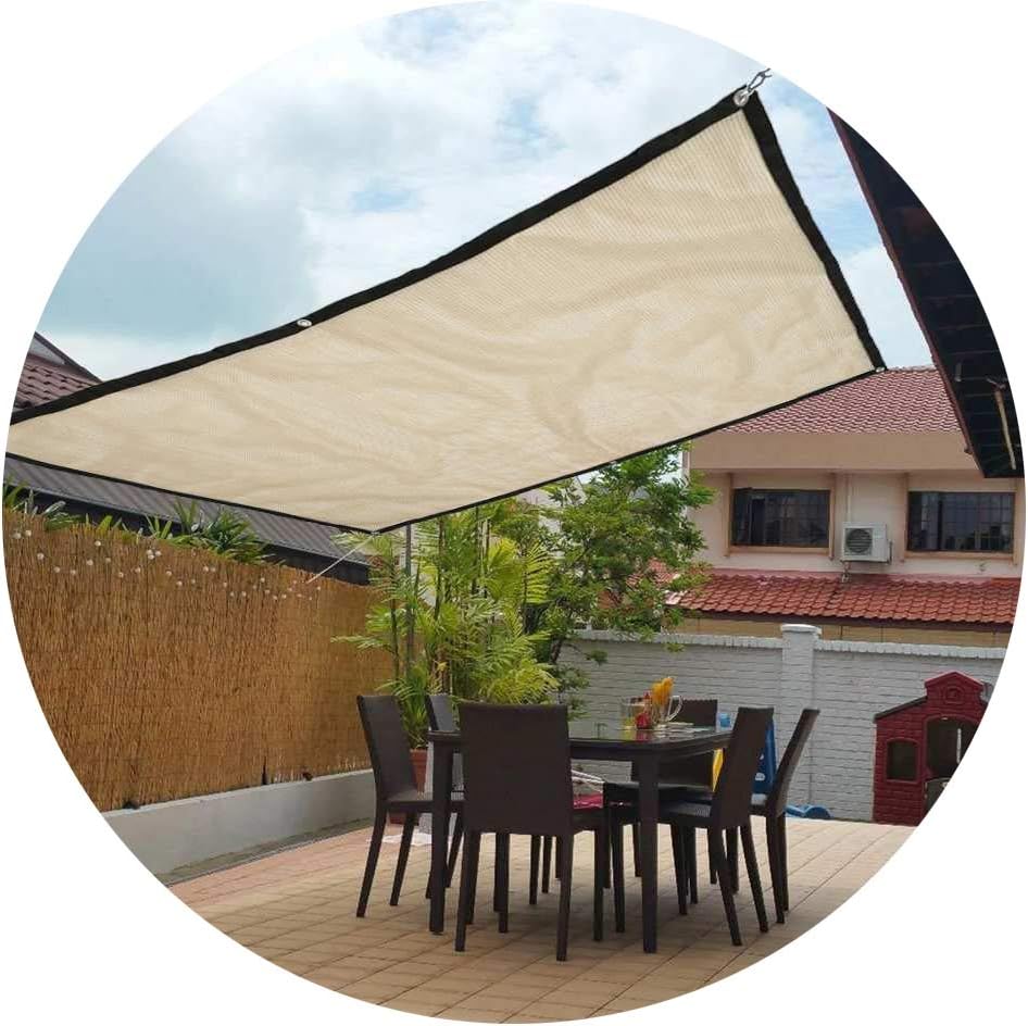 NEVY - 90% Shading Sail Rectangle Sunscreen Mesh Window Awning Sunshade Net Garden Yard Anti-UV Shade Cloth (Color : Beige, Size : 2X3m)