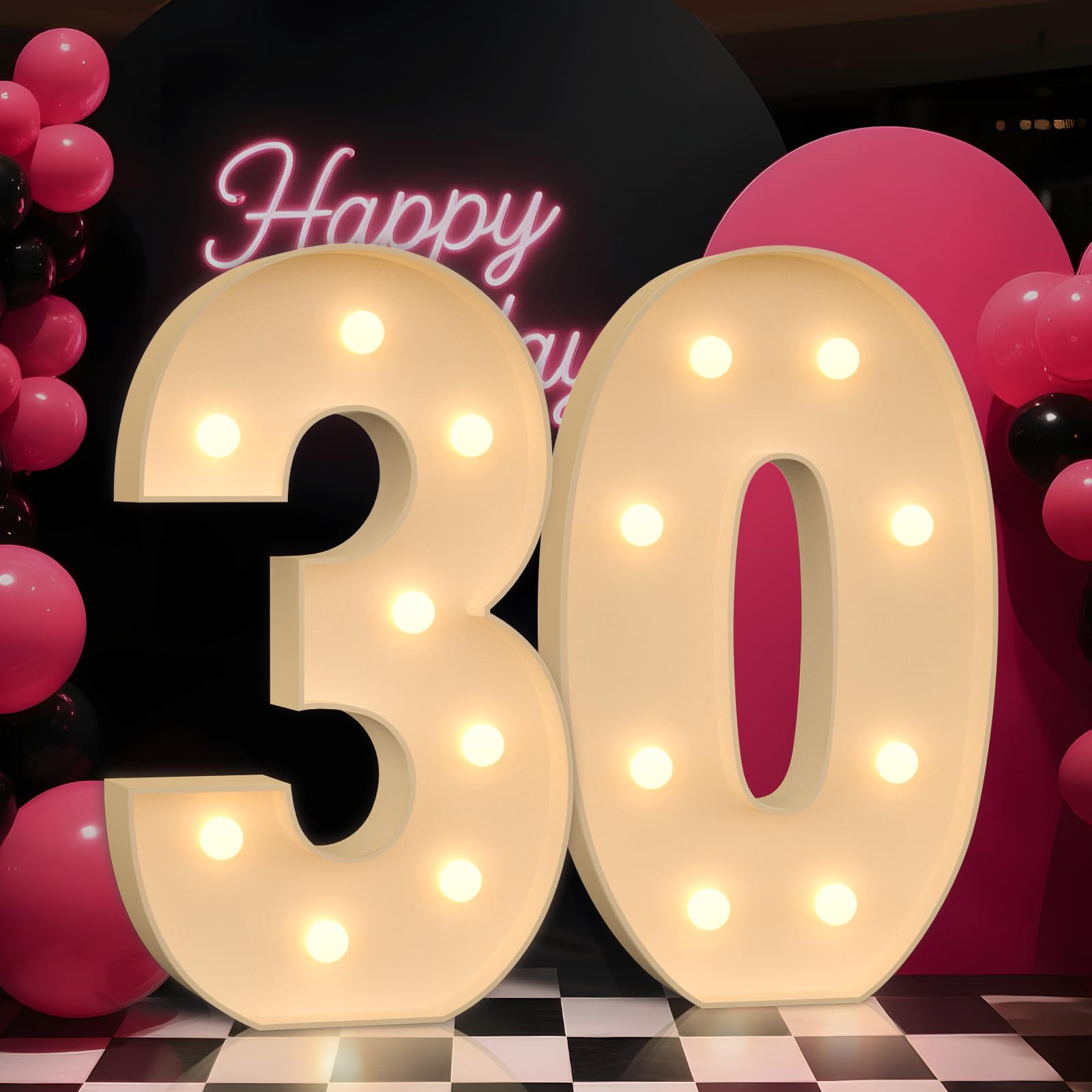 Photo 1 of Numbers 30, 3FT Giant Marquee Numbers for 30 Birthday Decoration, Large Light Up 30 for Anniversary Party Decor Birthday Sign, Pre-Cut Foamboad Mosaic DIY