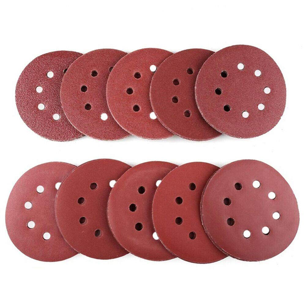 10 Pcs Dry Sanding Discs 125mm 5 inch Hook & Loop 8 Hole Sandpaper 400 Grit