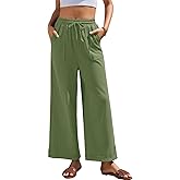 grewley Womens Wide Leg Pants Baggy Palazzo Pants Casual Loose Drawstring Elastic Waisted Lounge Trousers with Pockets