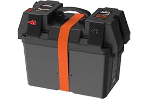 Litime Portable Battery Box Fits Group 24/27 Size Batteries for Boats, Marine, RV, Trailer, Trolling Motor Includes 12 Volt Accessory Socket, Built-in Voltmeter