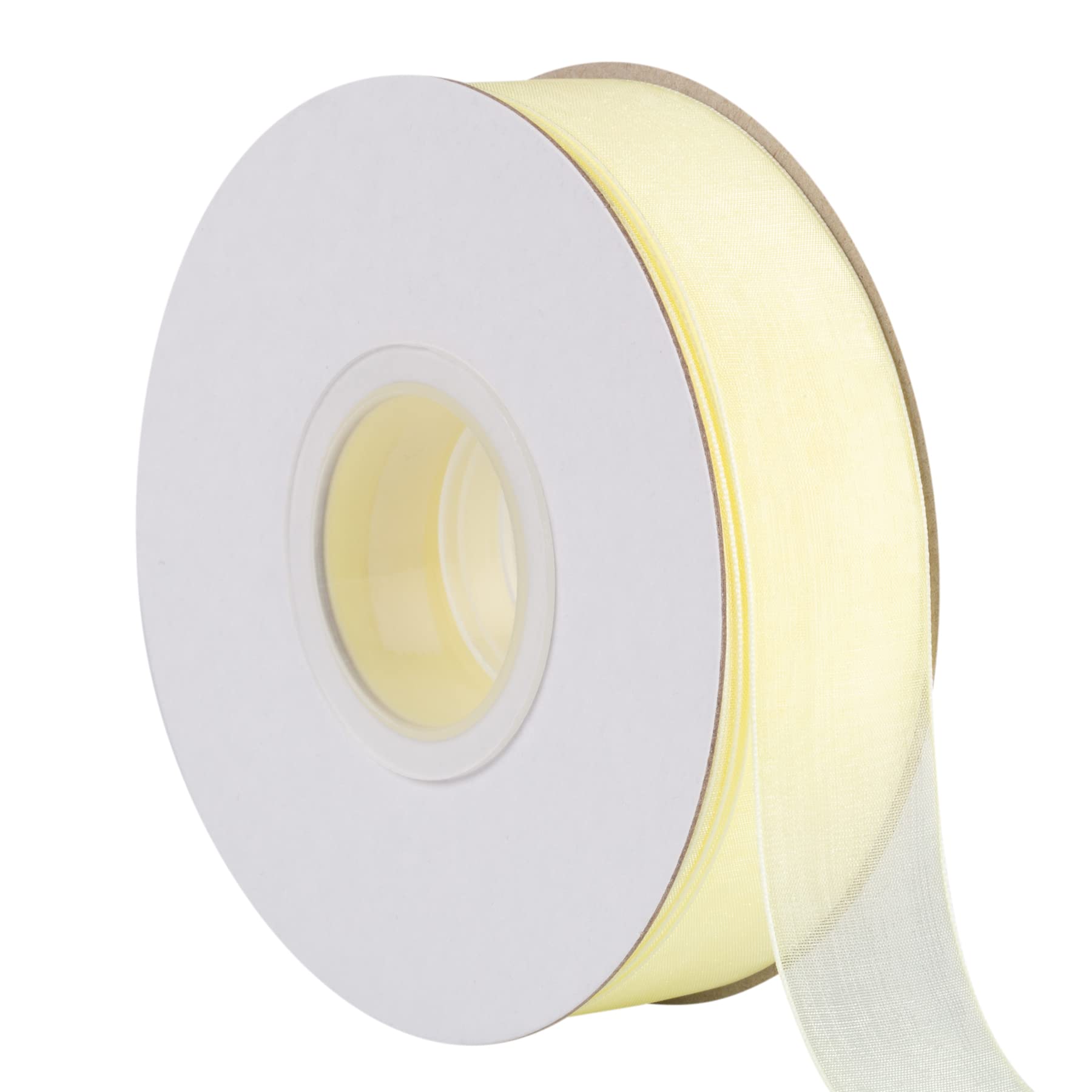 TEKDEERE 25mm Sheer Organza Ribbon,Cream Shimmer Chiffon Ribbon for DIY Crafts Wedding Party Decorations, Gift Wrapping Bridal Bouquets (45M)