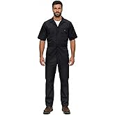 Natural Uniforms Mens Short Sleeve Zip Up Coverall, Stain and Wrinkle Resistant (Black, Medium)
