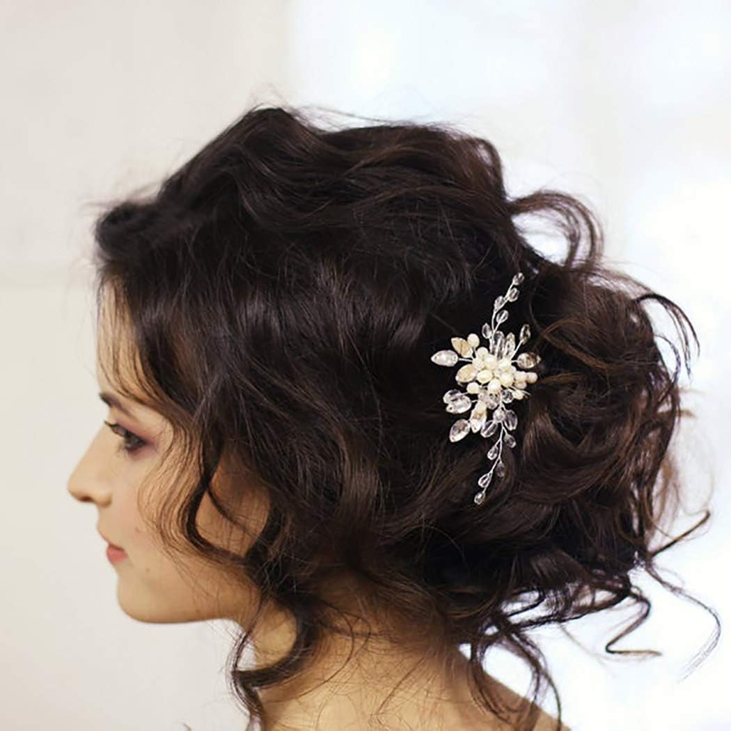 Unicra Wedding Crystal Hair Pins Pearl Bridal Headpieces Wedding