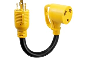 WYM world 30Amp RV Generator Adapter Cord 3 Prong 30 Amp Twist Lock Adapter,NEMA L5-30P Twist Lock Male to TT-30R Female for RV Camper Caravan Van Trailer, Pure Copper Heavy Duty STW 10 AWG