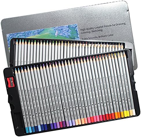 Colored Pencils 72 Count Set of Colors Drawing Pencils Metal Box for Secret Garden, Enchanted Forest, Adult Coloring Books