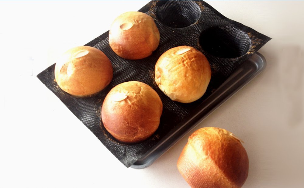 Dltsli Silicone Non Stick Perforated Baking Liners Mat Bread Buns Mold Mould for Buns Hamburger Bread Maker Mold Pan Tray