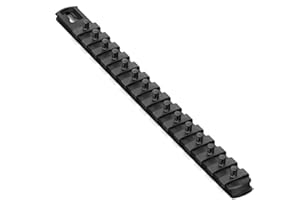Ernst Manufacturing 13-Inch Magnetic Socket Organizer with 15 1/4-Inch Twist Lock Clips, Black (8423M-Black-1/4)