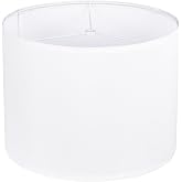 White Lamp Shade for Table Lamps, Large Drum Lampshade 13" Top x 13" Bottom x 10" High, Replacement Lamp Shade Natural Linen Hand Crafted for Table Lamp Floor Lamps, Easy Assembly Required