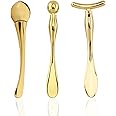 BetterJonny 3Pcs Metal Eye Cream Applicator Roller Wand Stick, Cosmetics Spoon Eye Cream Massager Wand Girls Women Facial Massager for Fatigue Relief Reduce Puffiness (Gold)