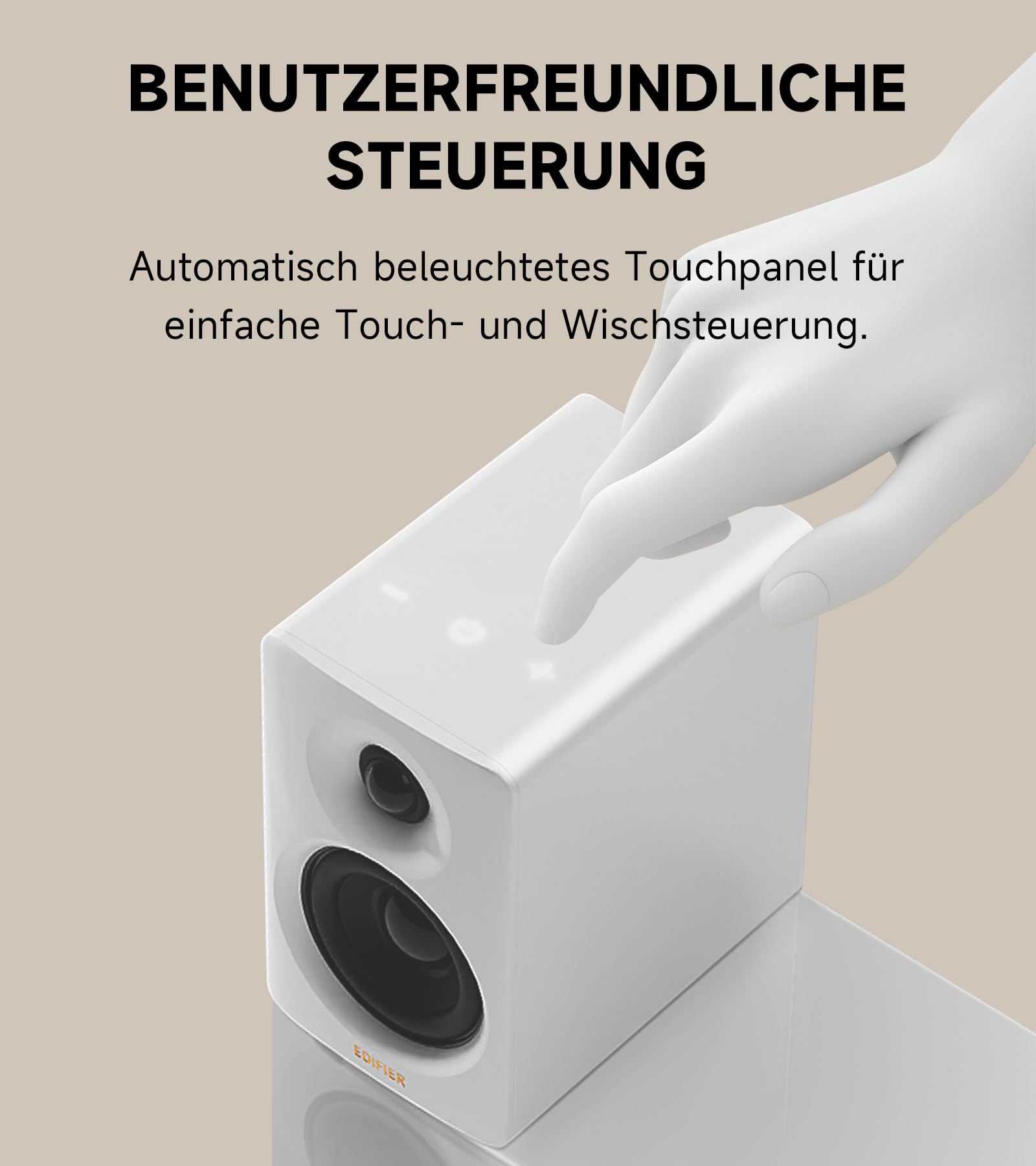 Edifier M60 Multimedia-Lautsprecher Bluetooth 5.3, 66W RMS, Hi-Res Audio & Hi-Res Wireless Audio, LDAC, 3" Mittelbass & 1" Hochtöner, USB-C & Aux-Eingänge, Kompakter Desktop Lautsprecher - Weiß 6