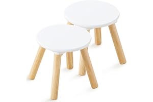 Beright Wooden Step Stool for Kids, Children's Stool Perfect Matched Sensory Table, 9 Inch Sturdy Sitting Stool with Assembled Four-Legged, 2 Pack