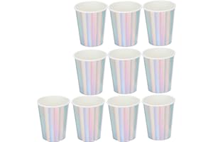 20pcs Elegant Sparkling Party Paper Cups, Disposable Gold Silver Tone Compostable Drinking Cups for Coffee Tea Juice, with Da